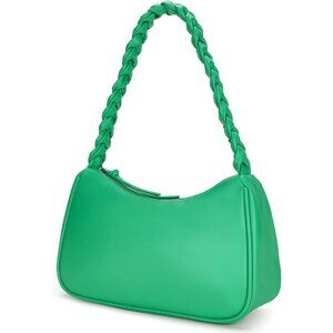 Women's Green Shoulder Leather Bag Cute Mini Hobo Clutch Zipper Closure Handbag